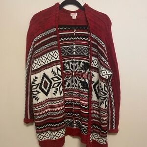 Mossimo Supply Co. Red and Black Patterned Cardigan